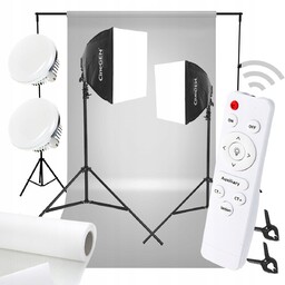 Zestaw do zdjęć Tło 2x softbox Pilot 2x50W