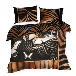 Pościel satynowa 160x200 Eva 18 czarna ruda motyle