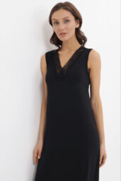 Bambusowa koszula nocna damska LISA Czarny