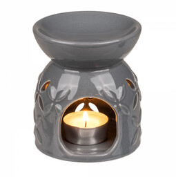 Kominek Zapachowy Ceramiczny Kwiaty, Szary