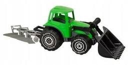Traktor z ładowaczem i pługiem 52cm zielony