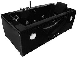 Czarna wanna z hydromasażem przyścienna Turbo+ 180x91 cm