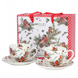Zestaw filiżanek ze spodkami 2 sztuki Christmas Birds