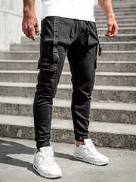Czarne bojówki spodnie męskie joggery dresowe Bolf 6584