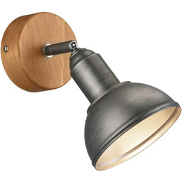 Kinkiet loft drewno + nikiel matowy antyczny 1xE14