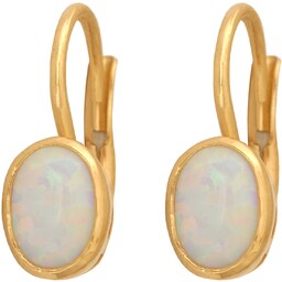 Złote kolczyki 585 z naturalnym kamieniem Opal