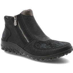 Rieker Czarne Botki Wygodne Obuwie Damskie