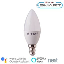 Żarówka LED V-TAC 4.5W E14 Świeczka SMART WiFi