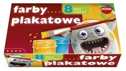 Farby plakatowe ekonomiczne 8 kolorów 20 ml Mona