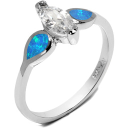 Srebrny Pierścionek z Opalem i Cyrkoniami