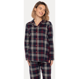 Flanelowa piżama damska ALICIA Ciemnoniebieski