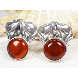 Spinki srebrne z bursztynem, handmade 802-9