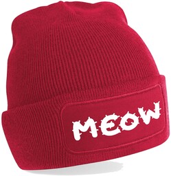 Czapka Bawełniana Zimowa BEANIE MEOW Kot na PREZENT