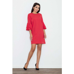 Czerwona Elegancka Sukienka z Hiszpańskim Rękawem