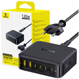 Baseus Stacja Ładująca Szybka Ładowarka Gan 120W 4x