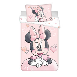 Jerry Fabrics Pościel bawełniana 100x135 Myszka Mini różowa