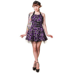 sukienka BANNED - PURPLE TARTAN-XL