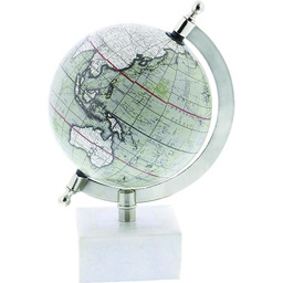 Deco 79 Globus, marmur, biały, dł. 15 cm