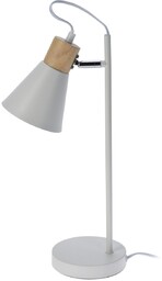 Metalowa lampa stołowa z drewnianą podstawą Solano biały,