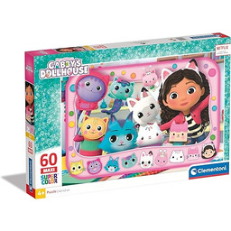 Clementoni Puzzle Gabby''s Dollhouse, Supercolor Puzzle, 60 Maxi