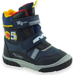 Chłopięce śniegowce buty zimowe Wojtyłko 24098 Softshell Granatowe