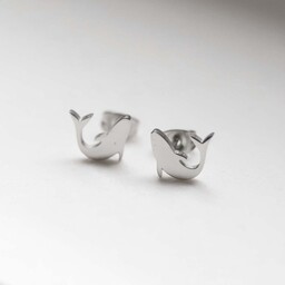 Damskie kolczyki srebrne wkrętki delfinki ze stali szlachetnej