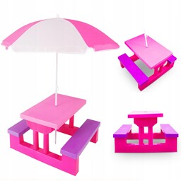 Stolik Piknikowy Dla Dzieci Z Parasolem Pink Coil