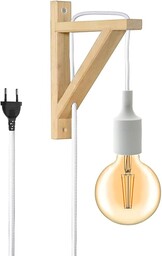 BarcelonaLED Kinkiet ścienny z kablem wtykowym nordycki drewniany