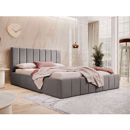 Łóżko tapicerowane z pojemnikiem SFG0116 140x200 Welur Szary