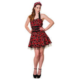 sukienka BANNED - RED TARTAN-XL
