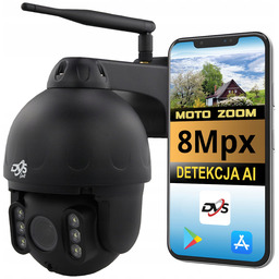 Czarna zewnętrzna kamera WiFi obrotowa 4K 8Mpx Przybliżenie