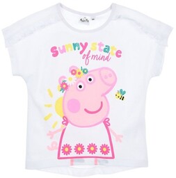 Biały bawełniany t-shirt licencja Świnka Peppa