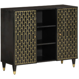 Elior Czarna komoda z półkami na nóżkach H6-S81