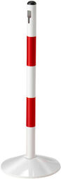 Słupek odgradzający do montażu łańcucha, metalowy, biało-czerwony