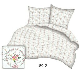 Karo Pościel bawełniana 160x200 biała wianuszki wianki czerwone