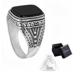 Sygnet srebrny pr. 925 Pierścień Męski z Onyksem