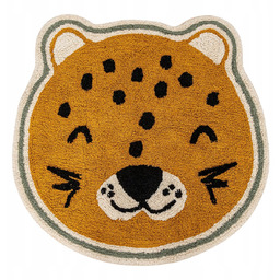Dywan Dziecięcy Leopard Żółty Pomarańczowy Okrągły Bawełniany Śr