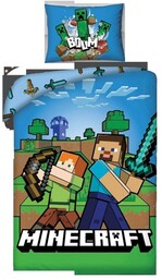 Pościel bawełniana 140x200 Minecraft niebieska poszewka 50x70 H2