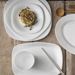 Serwis obiadowy na 12 osób 44el biały kwadrat