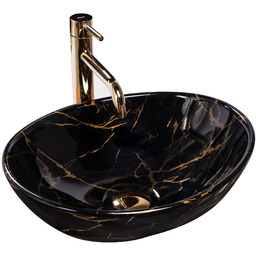 Rea Umywalka nablatowa Rea Sofia Black Marble Shiny