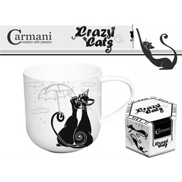 KUBEK PORCELANOWY Deszczowe Koty pod parasolem CRAZY CATS