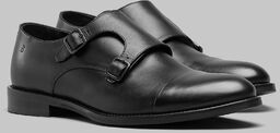 Czarne buty monki z dwoma klamrami b001