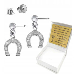 Srebrne Kolczyki dla Dziewczynki Podkowa Konik Kolczyki Srebrne