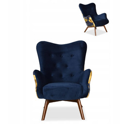Fotel uszak Luna Print Duo granat Monstera Family