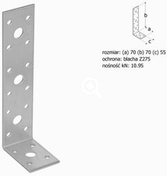 Domax KL2 Kątownik ciesielski łącznikowy 4072 10szt 70x70x55mm