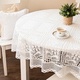 Markizeta Obrus ażurowy 130 cm okrągły 001 biały