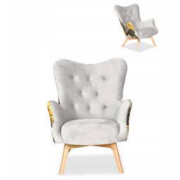 Fotel uszak Luna Print Duo szara Monstera Family