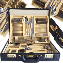 Komplet Sztućców Walizka Zestaw Sztućce Stal Nierdzewna 72EL