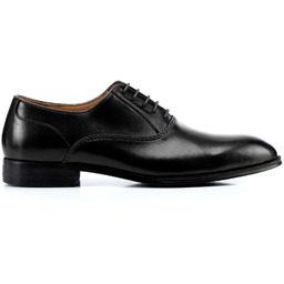 Męskie półbuty skórzane z dekoracyjnym przeszyciem czarne