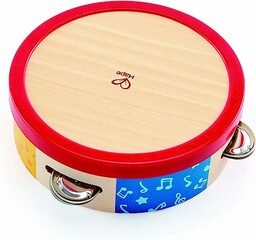 Hape Tap-Along Tambourine, Wooden Tambourine Drum for Kids,